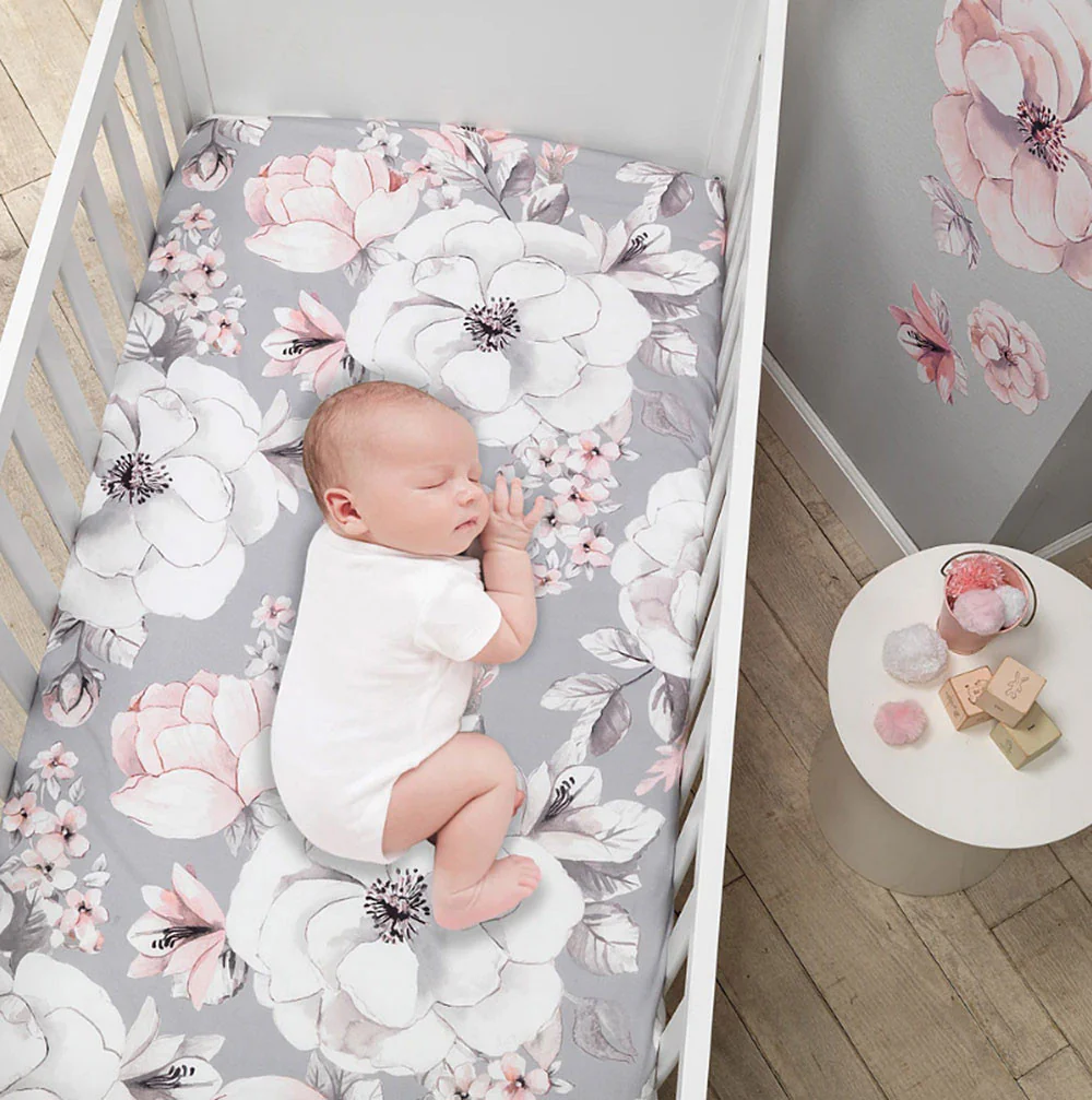 Lambs & Ivy Botanical Baby - Signature Sheet - Grey Floral - Image 3