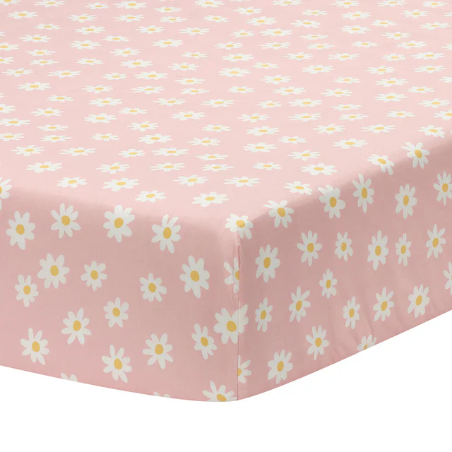 Lambs & Ivy Daisy Dreams 3-Piece Pink/White Baby Nursery Crib Bedding Set - Image 6