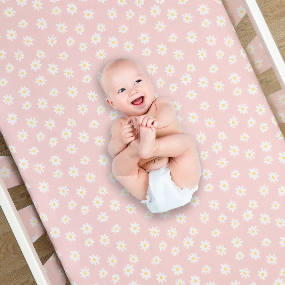 Lambs & Ivy Daisy Dreams Breathable 100% Cotton Baby Fitted Crib/Toddler Sheet - Image 2