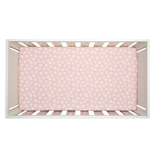 Lambs & Ivy Daisy Dreams Breathable 100% Cotton Baby Fitted Crib/Toddler Sheet - Image 3