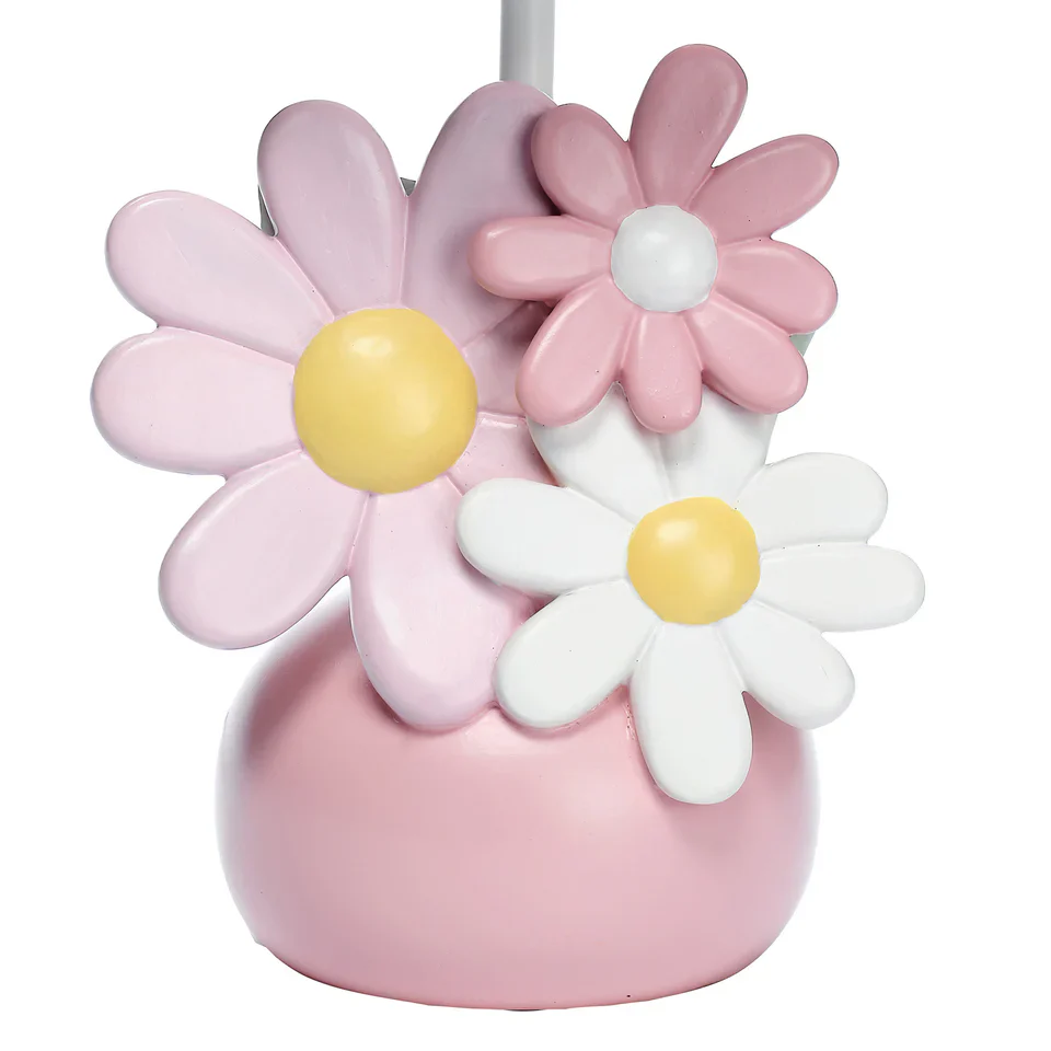 Lambs & Ivy Daisy Dreams Hand-Painted Pink Floral Lamp w/ Shade and LED Bulb - Image 3