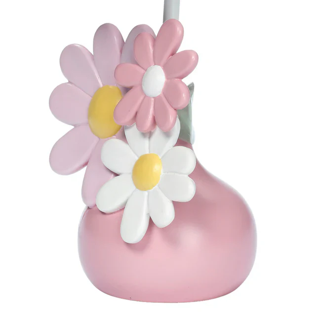 Lambs & Ivy Daisy Dreams Hand-Painted Pink Floral Lamp w/ Shade and LED Bulb - Image 4