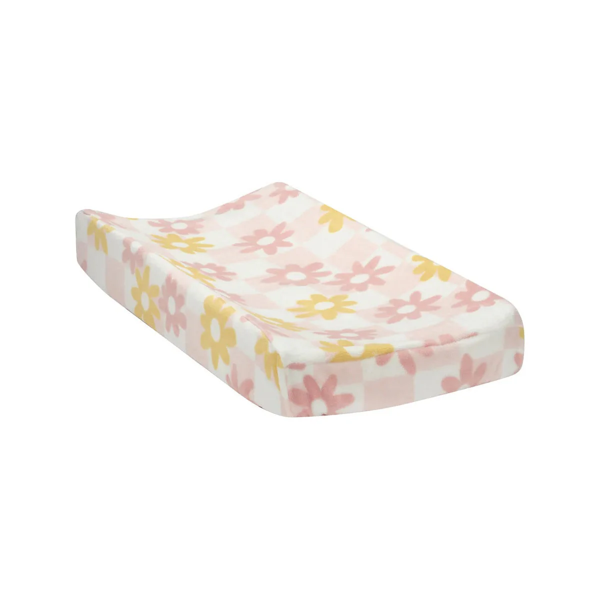 Lambs & Ivy Daisy Dreams Pink/White Checkered Soft Luxury Changing Pad Cover - Image 6
