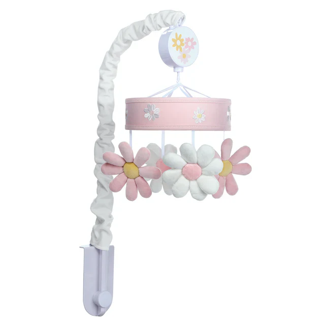 Lambs & Ivy Daisy Dreams Pink/White Musical Baby Crib Mobile Soother Toy - Image 6