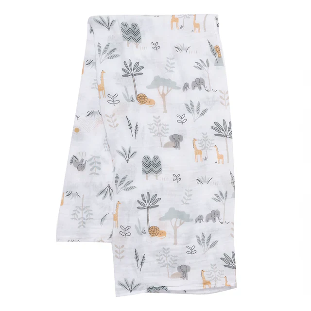 Lambs & Ivy Jungle Adventure 2-Pack Cotton Muslin Newborn Baby Swaddle Blankets - Image 5