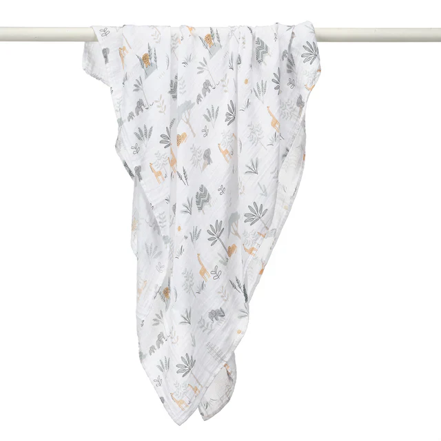 Lambs & Ivy Jungle Adventure 2-Pack Cotton Muslin Newborn Baby Swaddle Blankets - Image 6