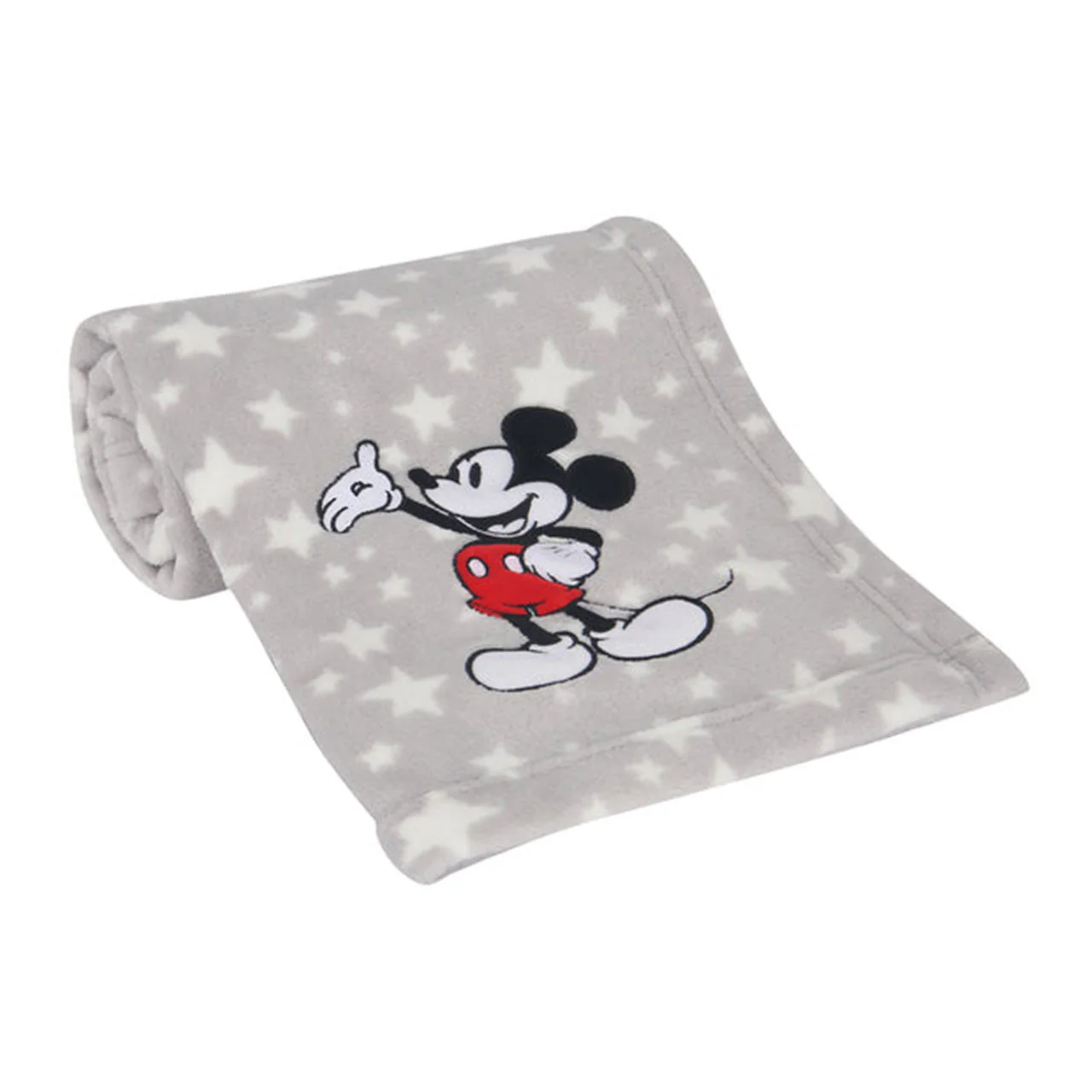 Lambs & Ivy Mickey Mouse Grey Stars Appliqued Blanket - Image 4