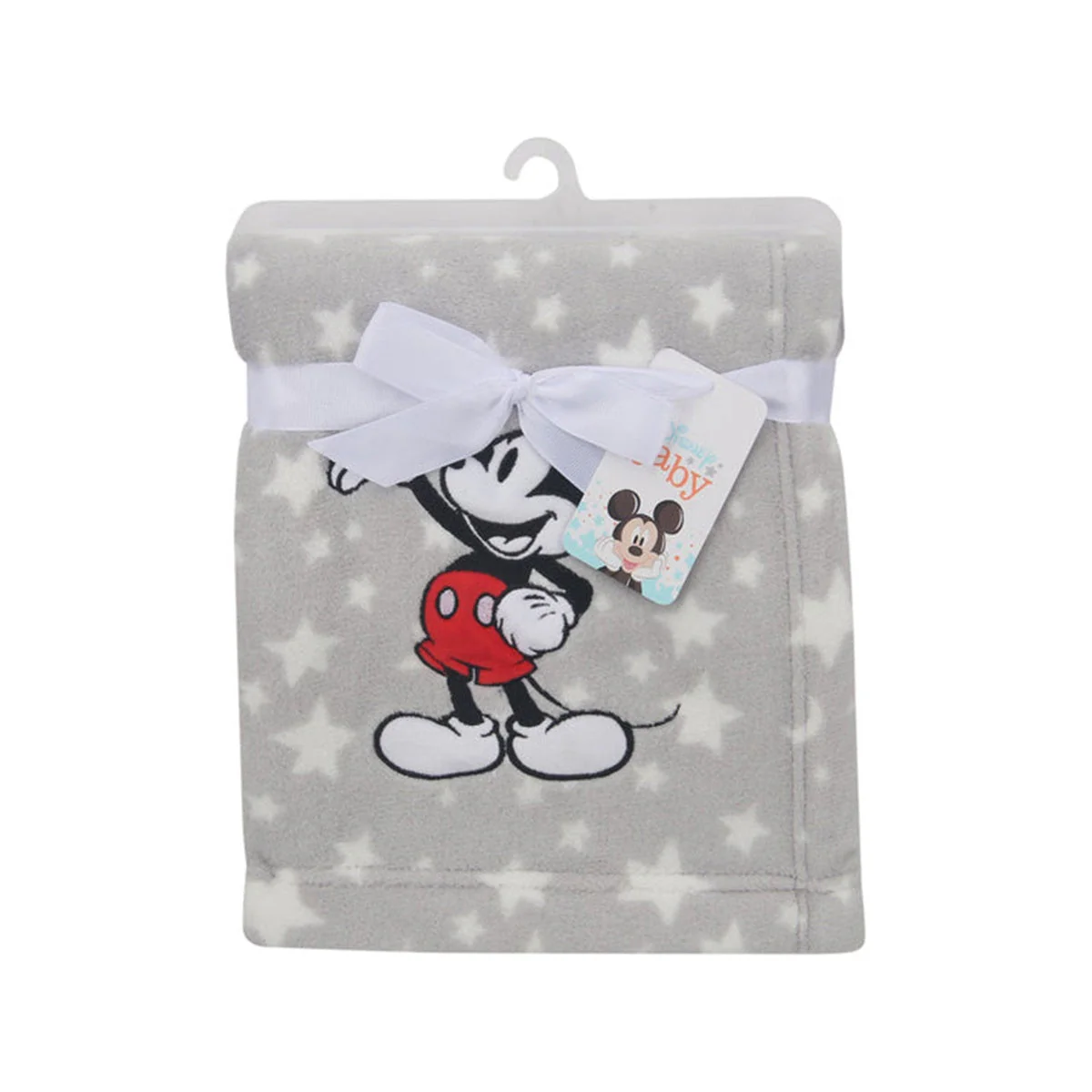 Lambs & Ivy Mickey Mouse Grey Stars Appliqued Blanket - Image 6