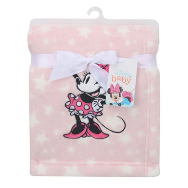 Lambs & Ivy Minnie Mouse Pink Stars Appliqued Blanket - Image 2