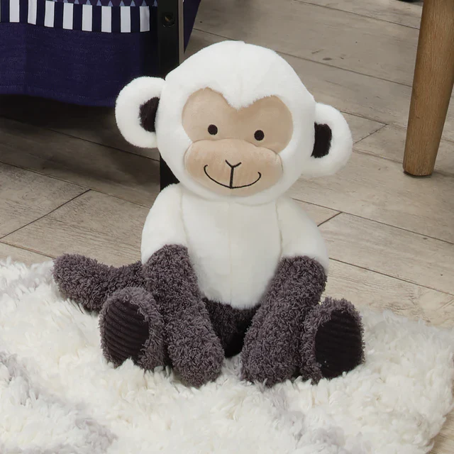 Lambs & Ivy Plush Jungle Party White/Gray Plush Monkey Stuffed Animal Toy - Charlie - Image 5