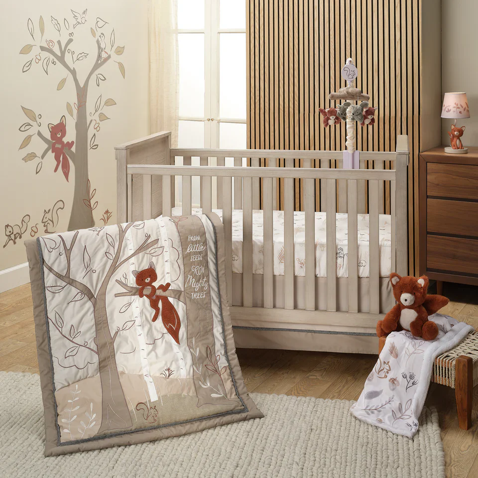 Lambs & Ivy Treetop Fox Woodland Tree Nursery 3-Piece Baby Crib Bedding Set