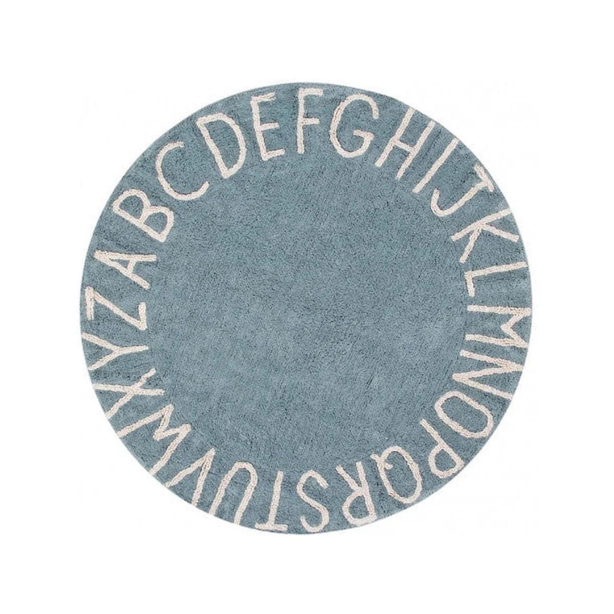 Lorena Canals Round ABC Rug in Vintage Blue/Natural - Image 3