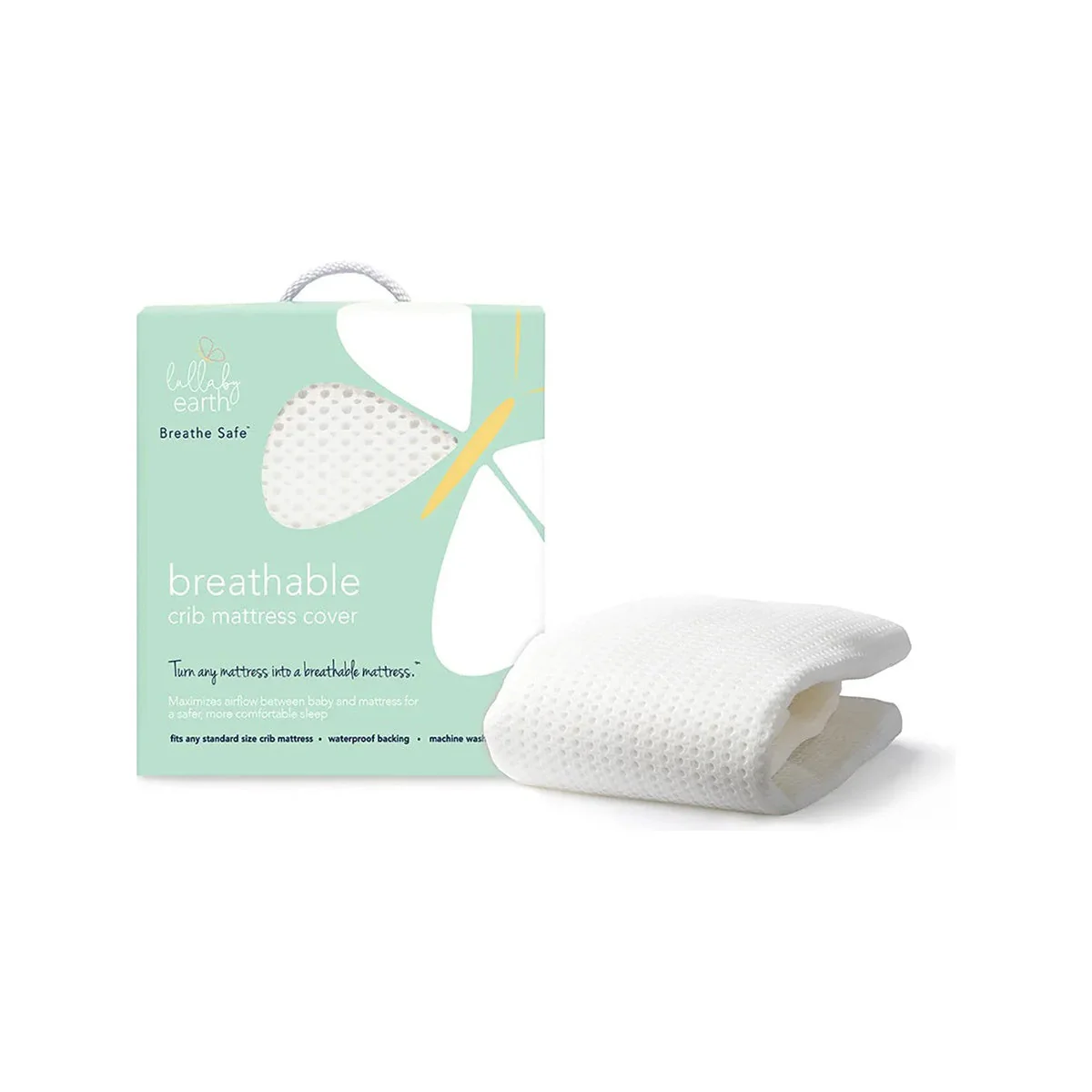 Lullaby Earth Breathe-Safe Breathable Mini Crib Cover - White - Image 9