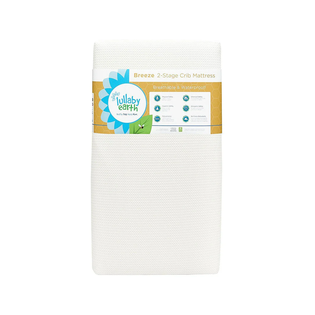 Lullaby Earth Breeze 2 in Stage Crib Mattress in White by Naturepedic - Image 3