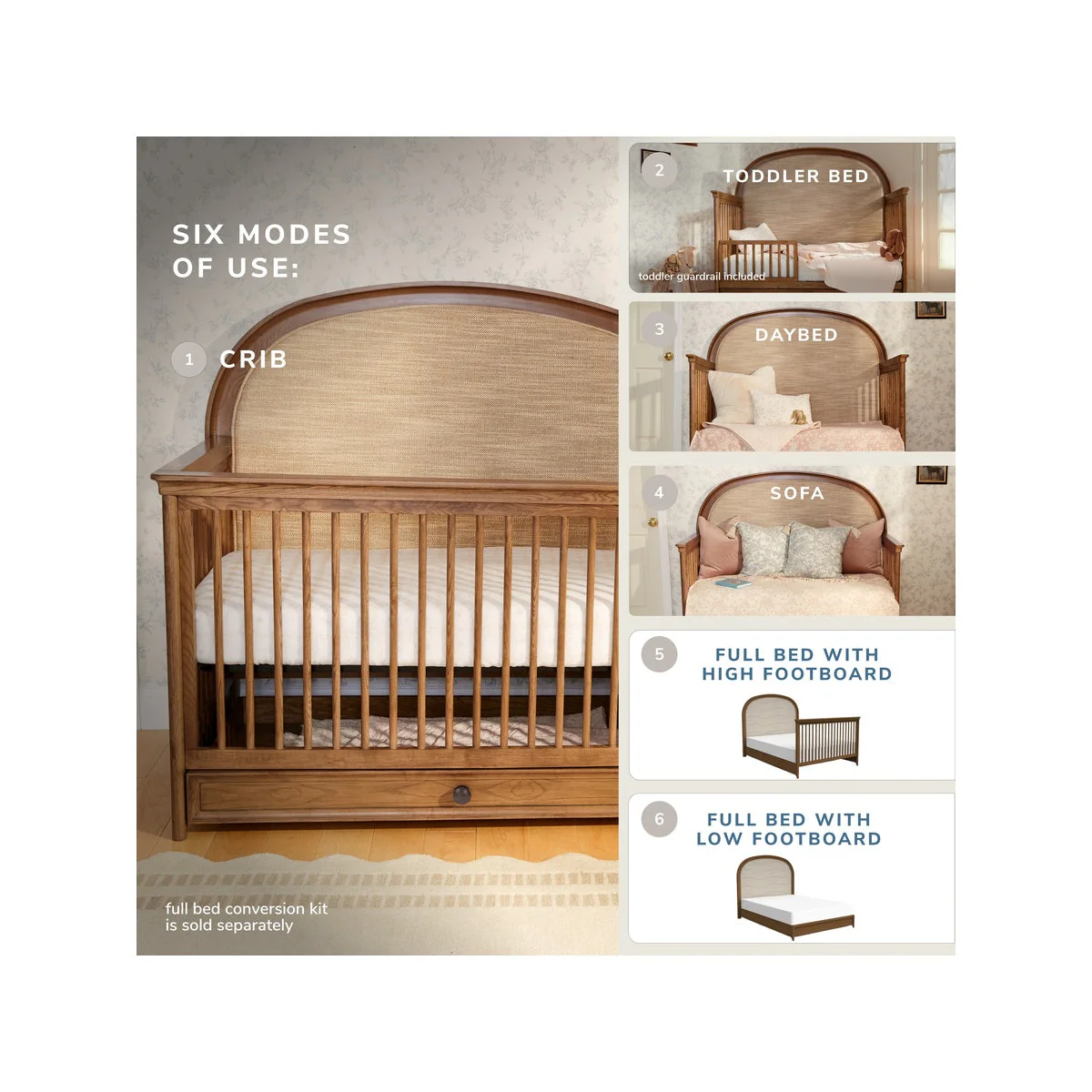 Maxi Cosi Quiet Luxury 6-in-1 Convertible Crib with Toddler Bed/Daybed Conversion Kit - Image 3