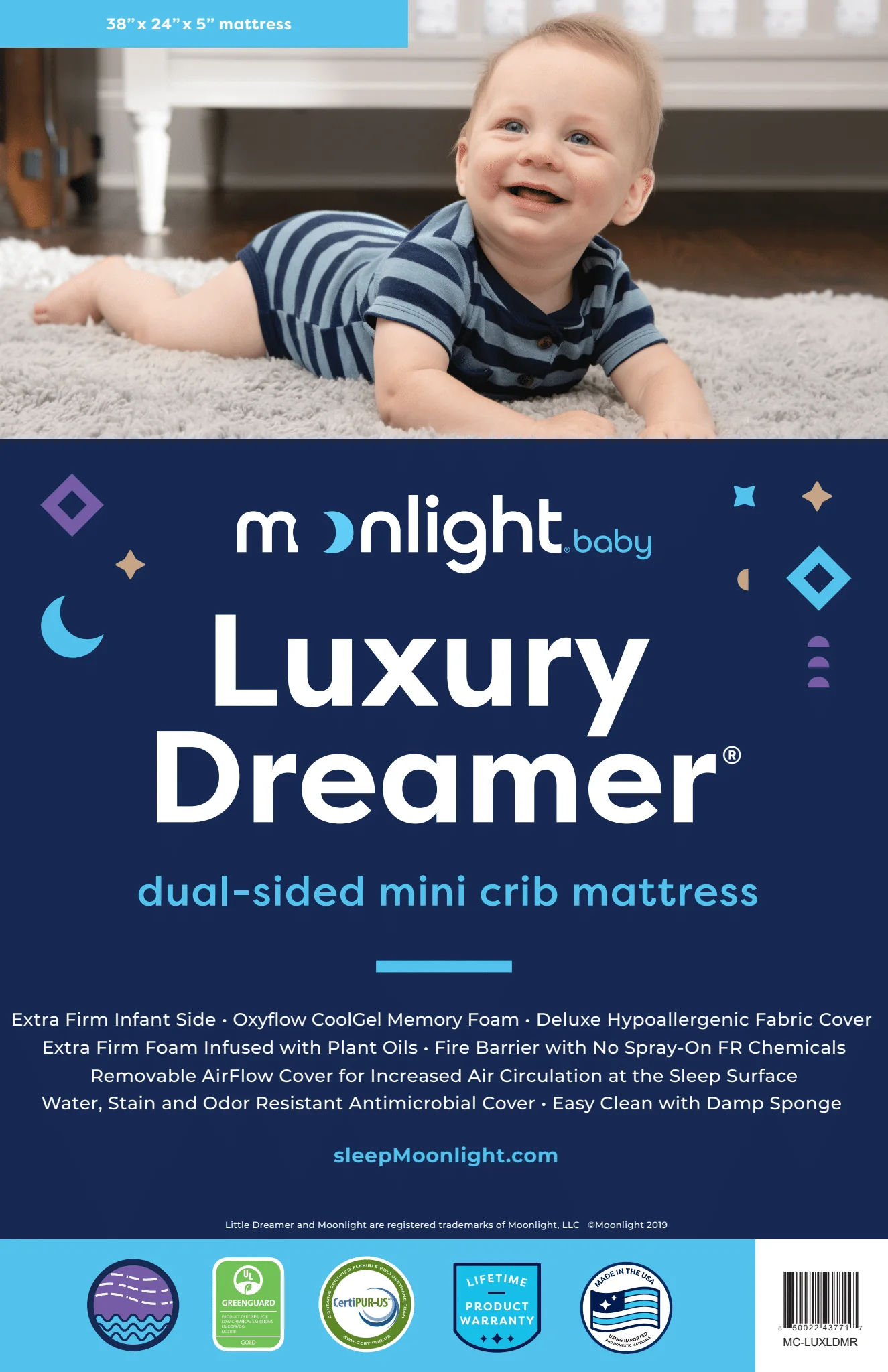 Moonlight Slumber Luxury Dreamer Mini Crib Mattress - Image 3