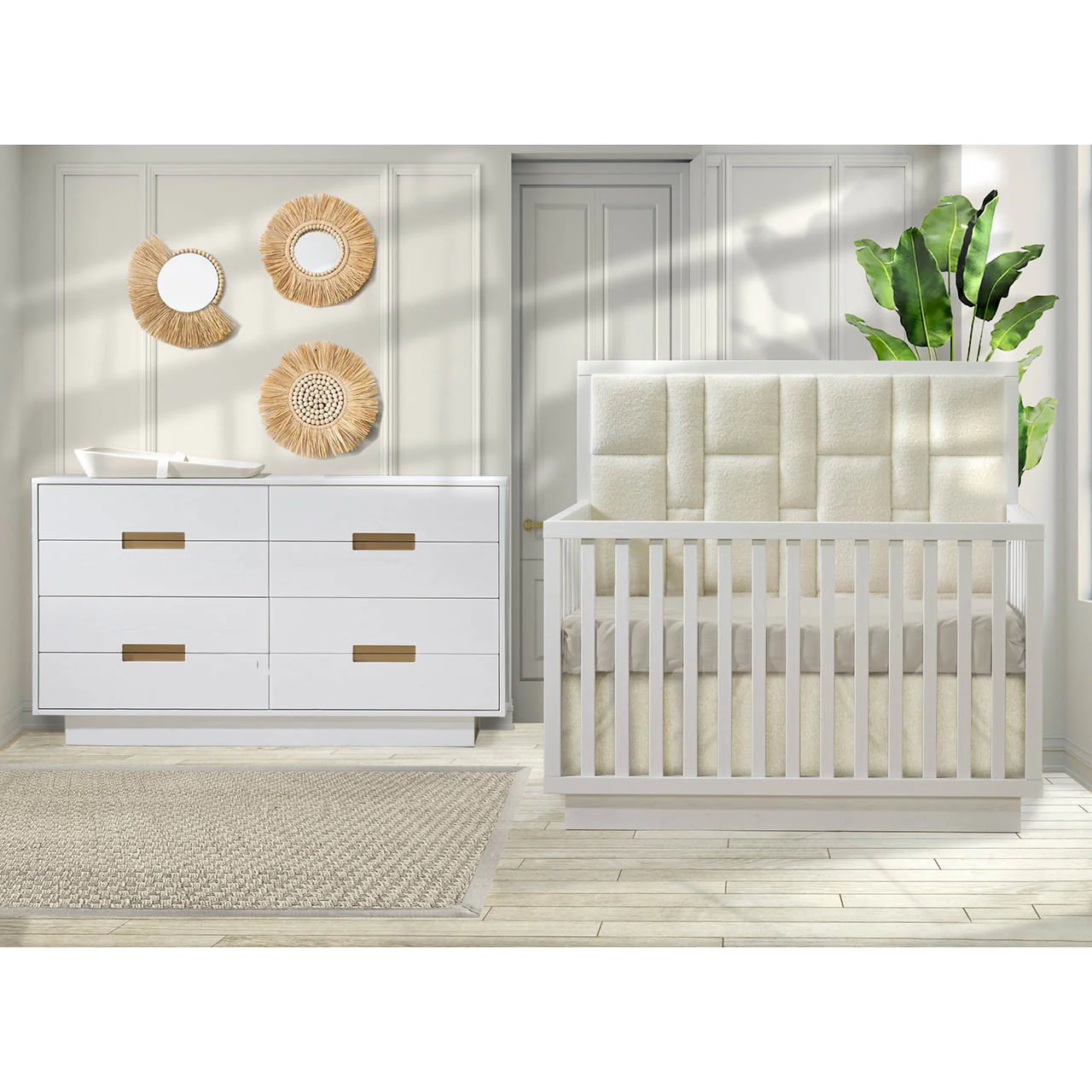 Natart Como Crib-To-Double With Upholstered Panel Boucle Beige - Image 3