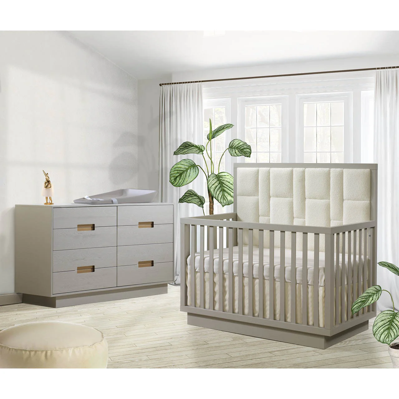 Natart Como Crib-To-Double With Upholstered Panel Boucle Beige - Image 5