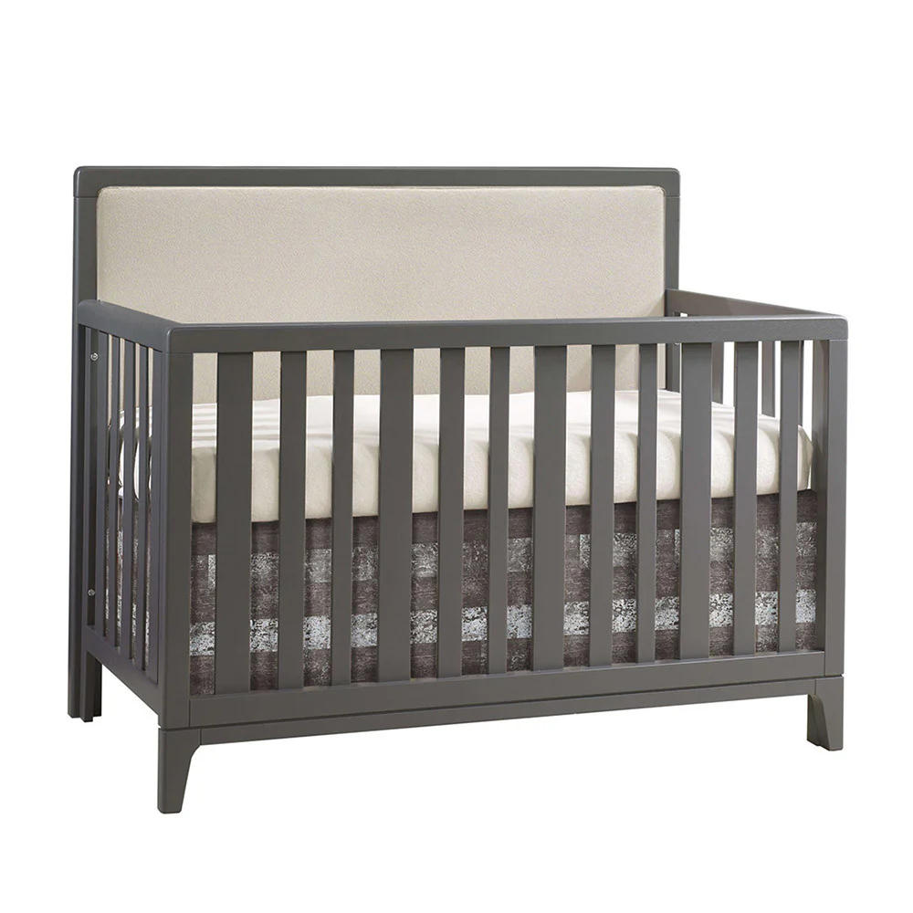 Natart Kyoto 5 in 1 Convertible Crib with Upholstered Panel Talc - Image 4