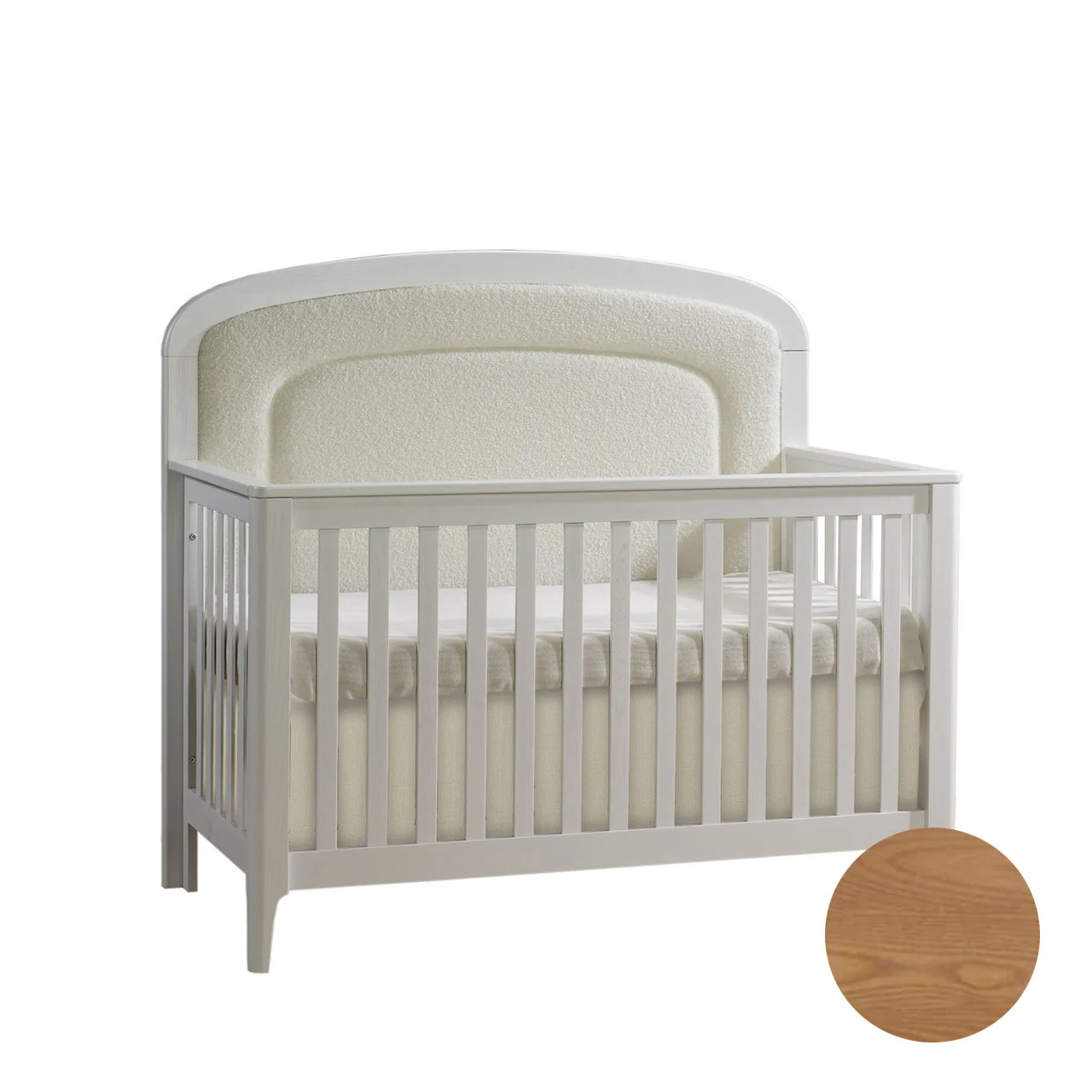 Natart Palo Crib To Double With Upholstered Panel Boucle Beige - Image 4