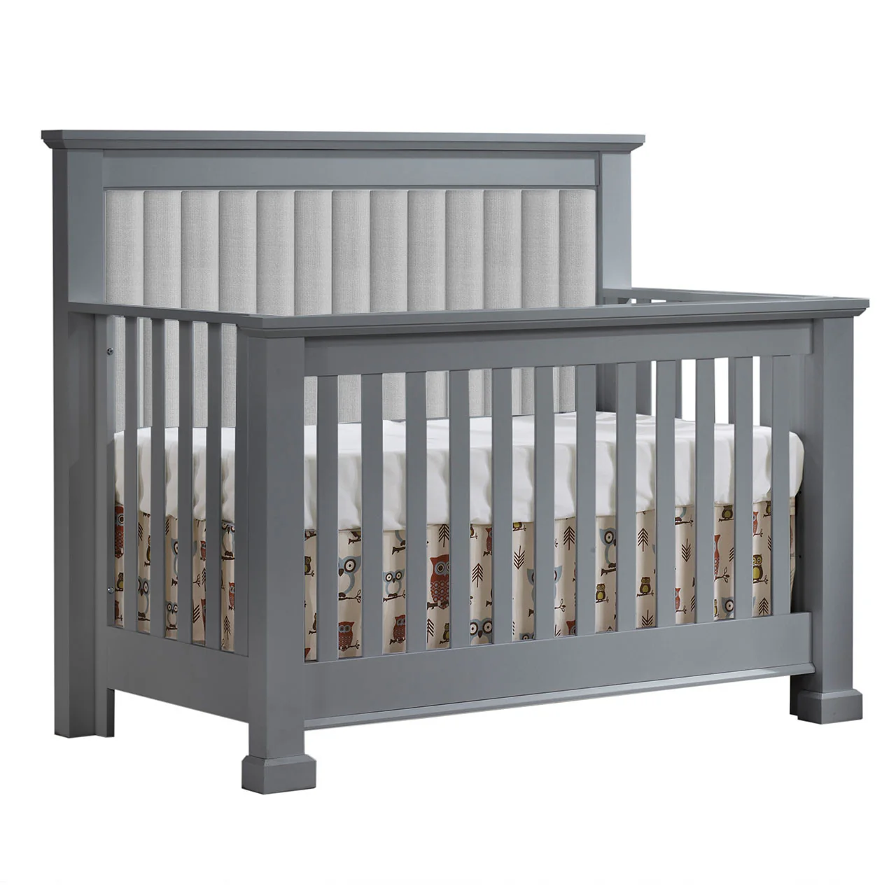 Natart Taylor "5-in-1" Convertible Crib with Channel Tufted Panel Linen Grey (w/out rails) - Image 4