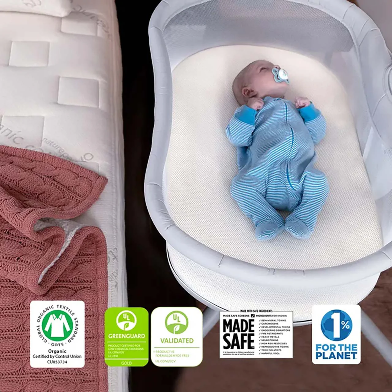 Naturepedic Breathable Bassinet Cover For Halo - Natural - Image 3