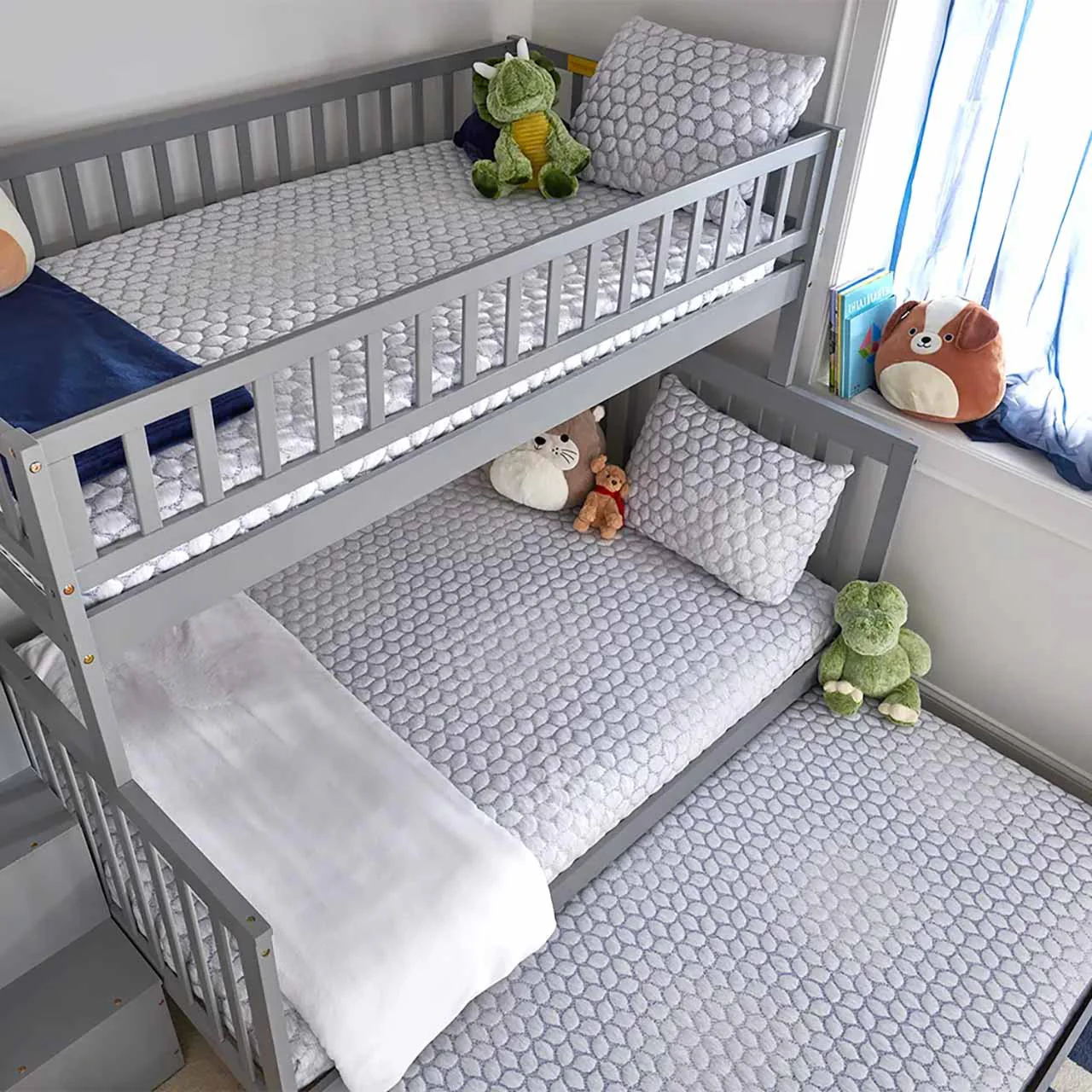 Lullaby Earth Twin DREAM EASY Kids Mattress w/Waterproof Cover - Blue Leaf - Image 4