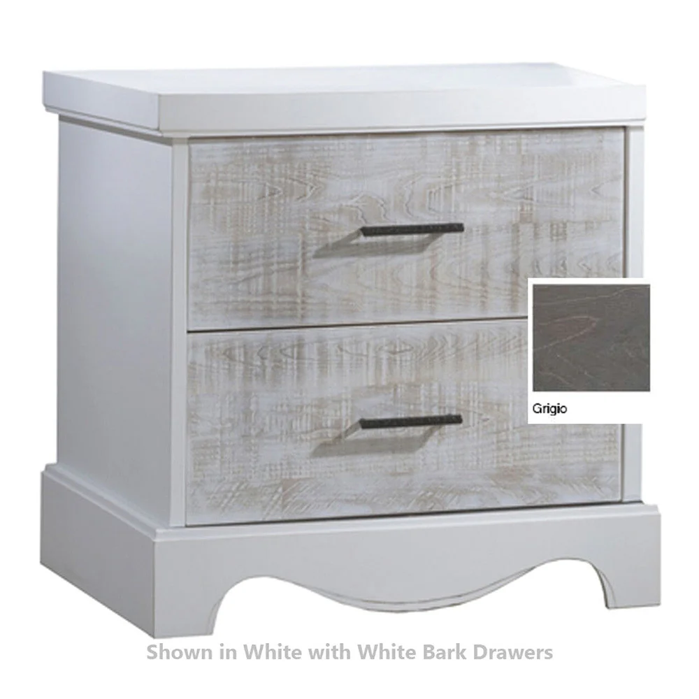NEST Matisse Collection Nightstand in Grigio and White Bark