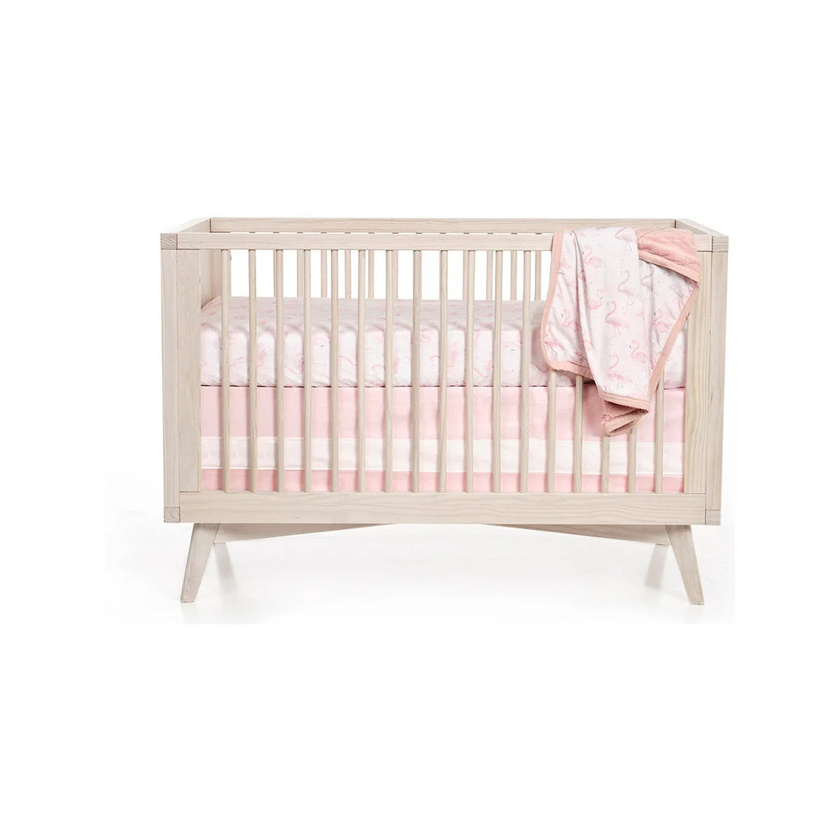 Oilo Blush Woven Cotton Band Crib Skirt - Image 4