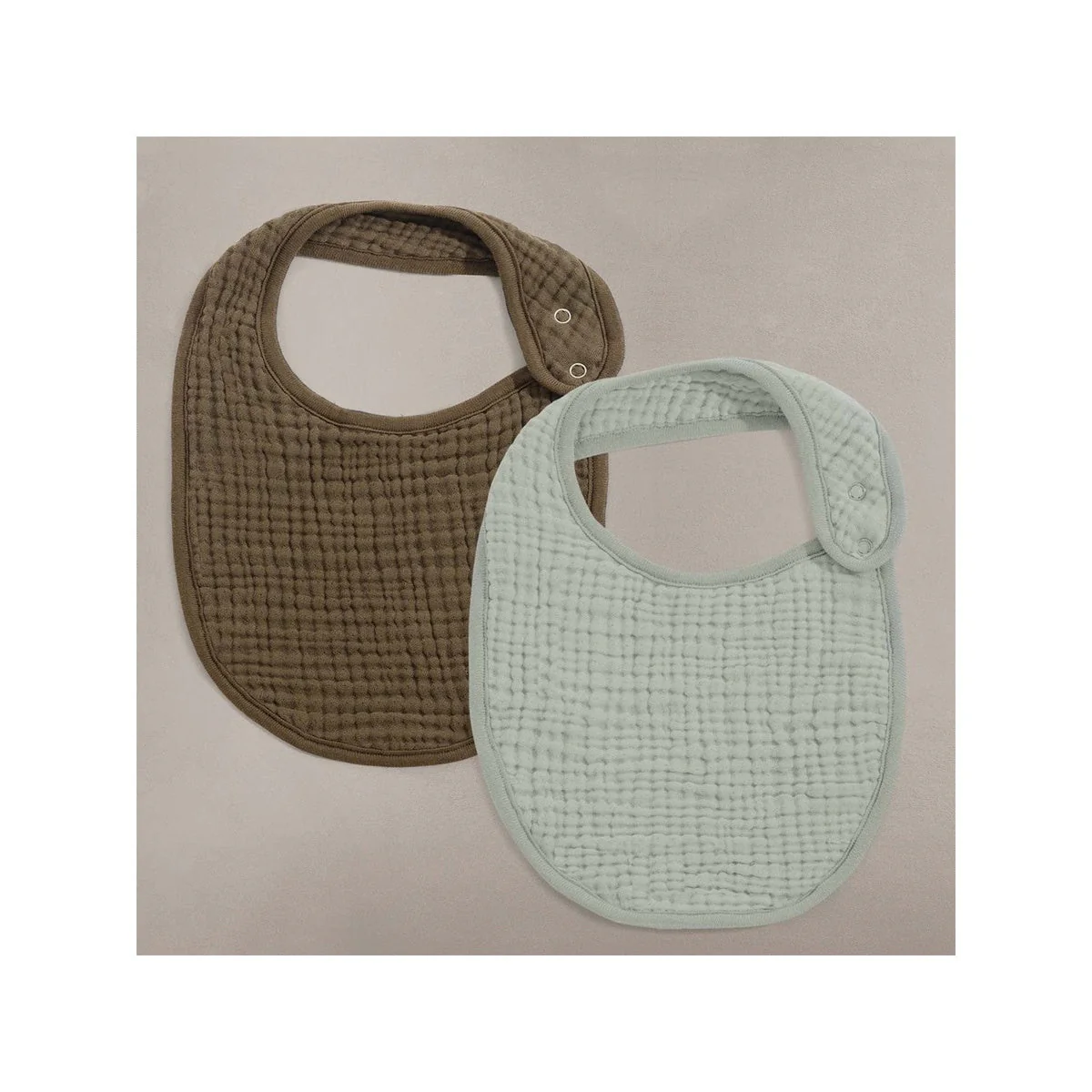 Oilo Fable Bibs 2 Pack- Sea Moss & Bark Organic Muslin - Image 3