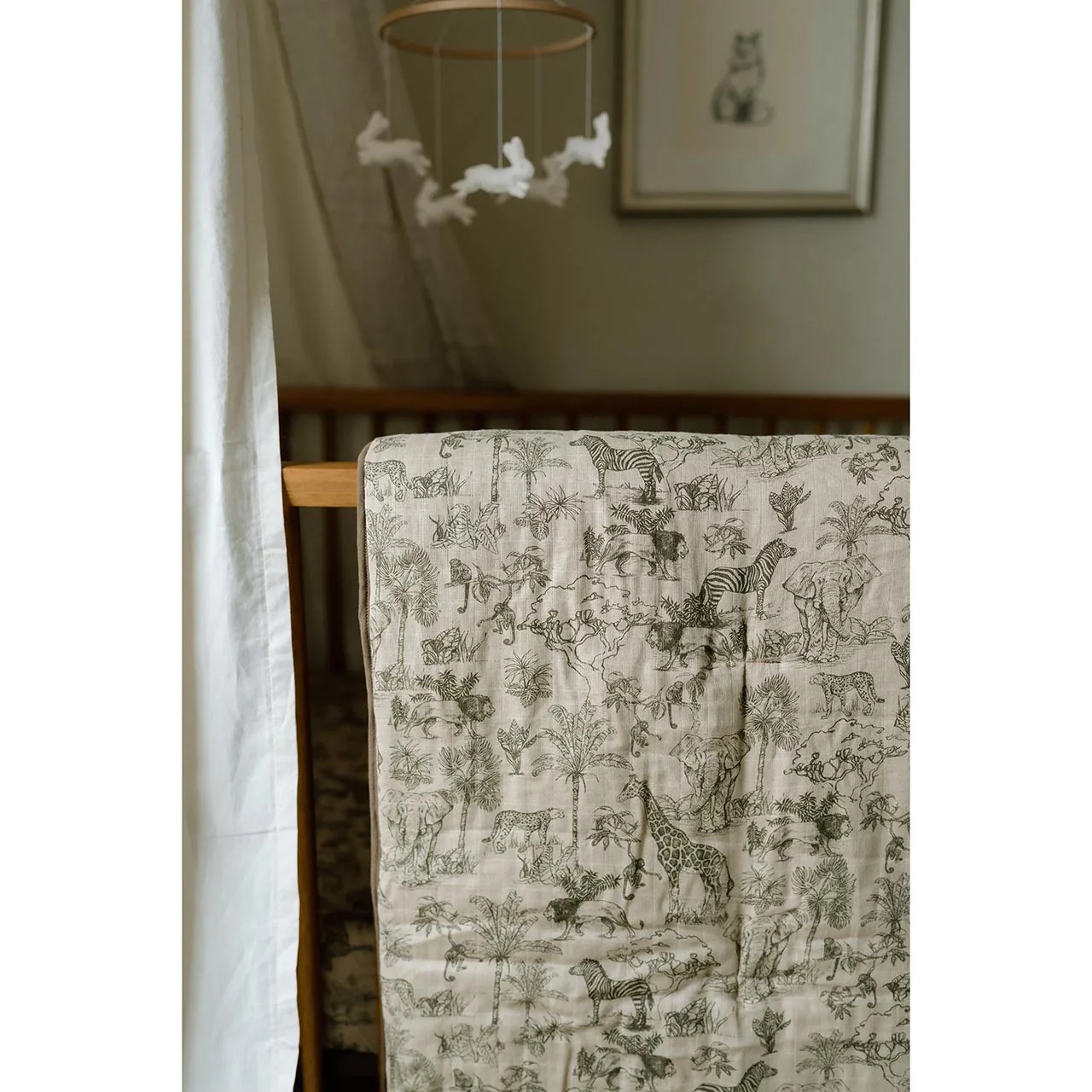 Oilo Vintage Safari Nursery - Premium Muslin Crib Quilt & Sham Set - Image 5