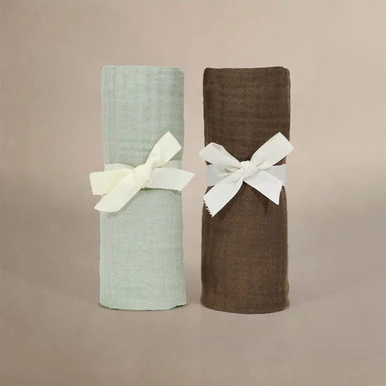 Oilo Fable Blanket- Swaddle 2 Pack Bark/Sea Moss Organic 4-Way Muslin - Image 2