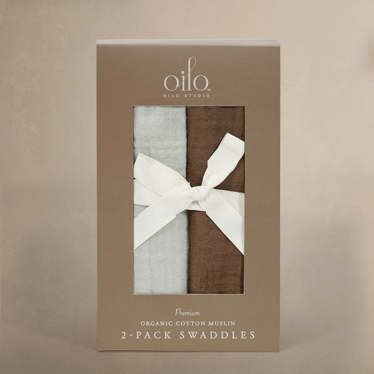 Oilo Fable Blanket- Swaddle 2 Pack Bark/Sea Moss Organic 4-Way Muslin - Image 3
