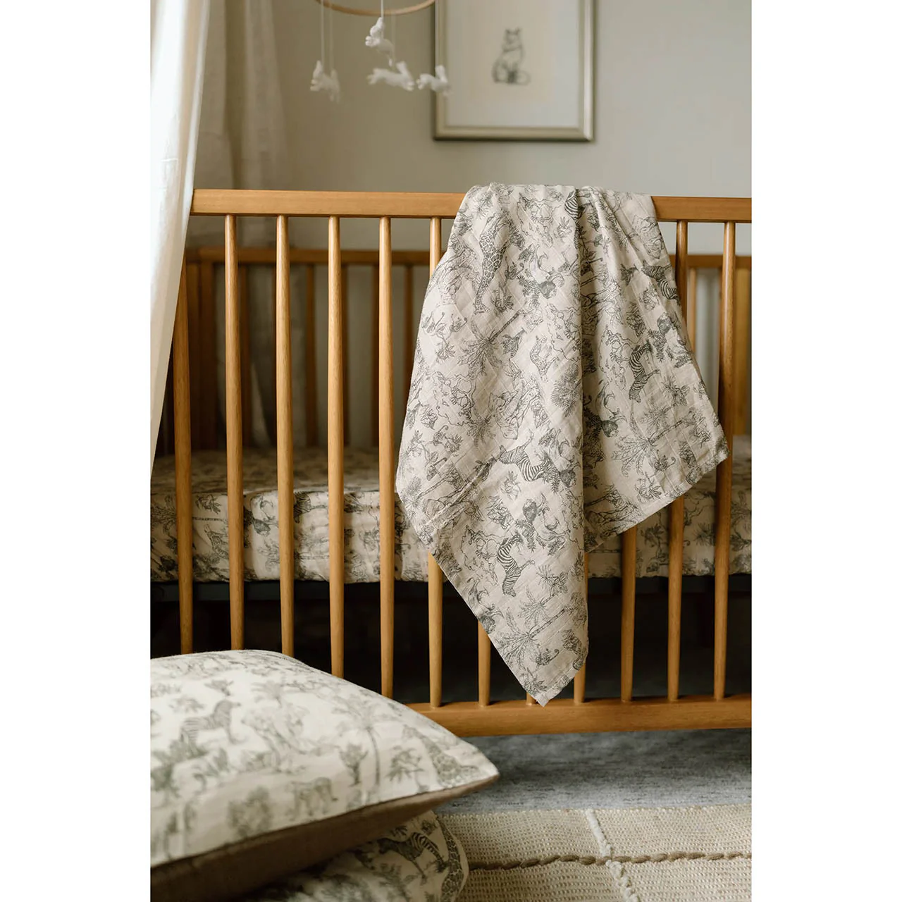 Oilo Fable Blanket- Swaddle 2 Pack- Vintage Safari/Woodland Organic Muslin - Image 3