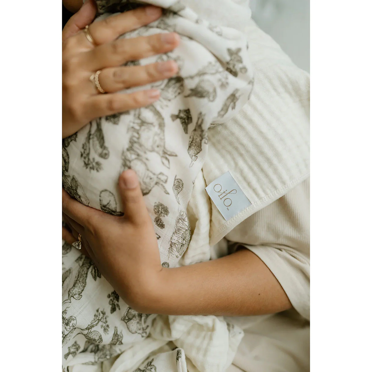Oilo Fable Blanket- Swaddle 2 Pack- Vintage Safari/Woodland Organic Muslin - Image 4