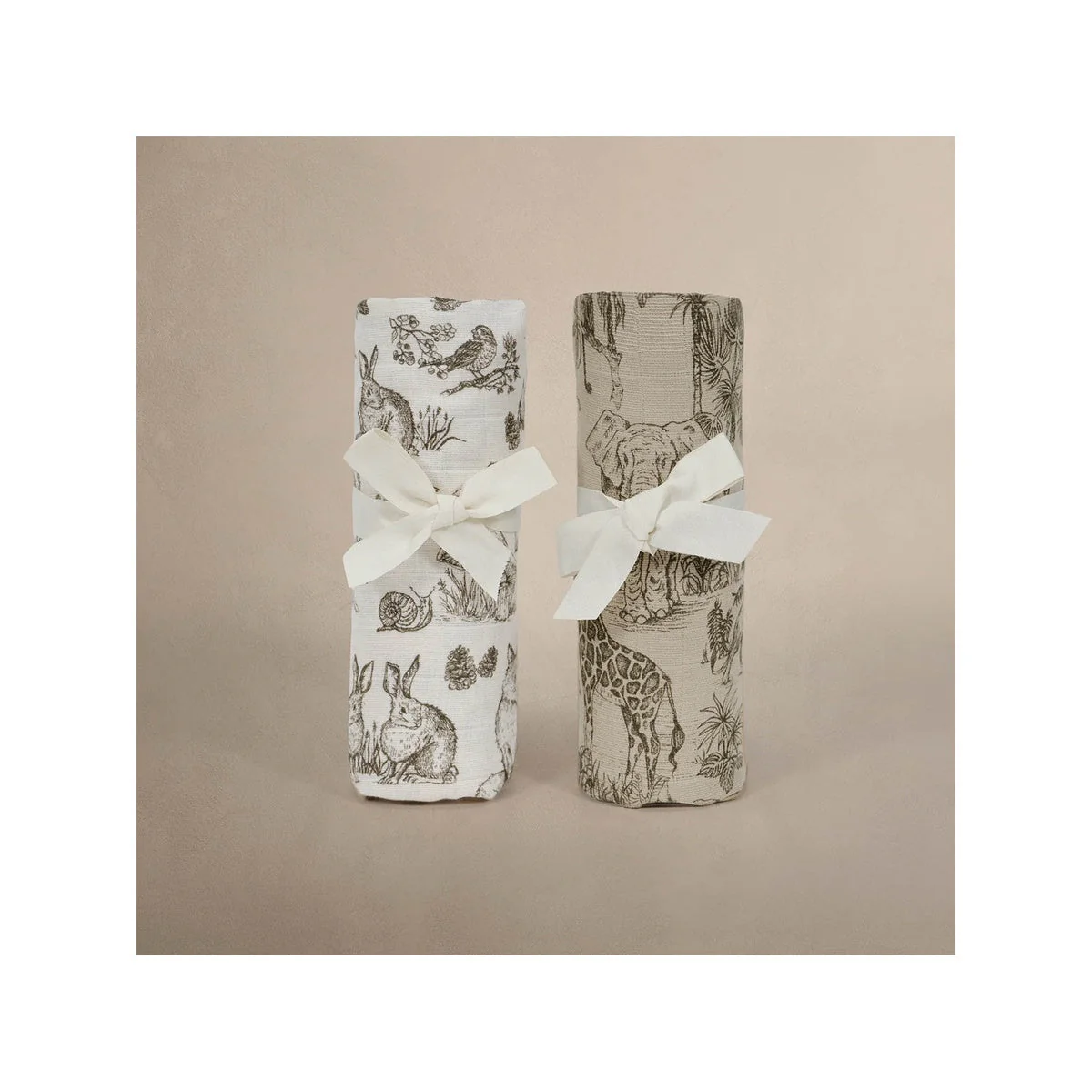 Oilo Fable Blanket- Swaddle 2 Pack- Vintage Safari/Woodland Organic Muslin - Image 6