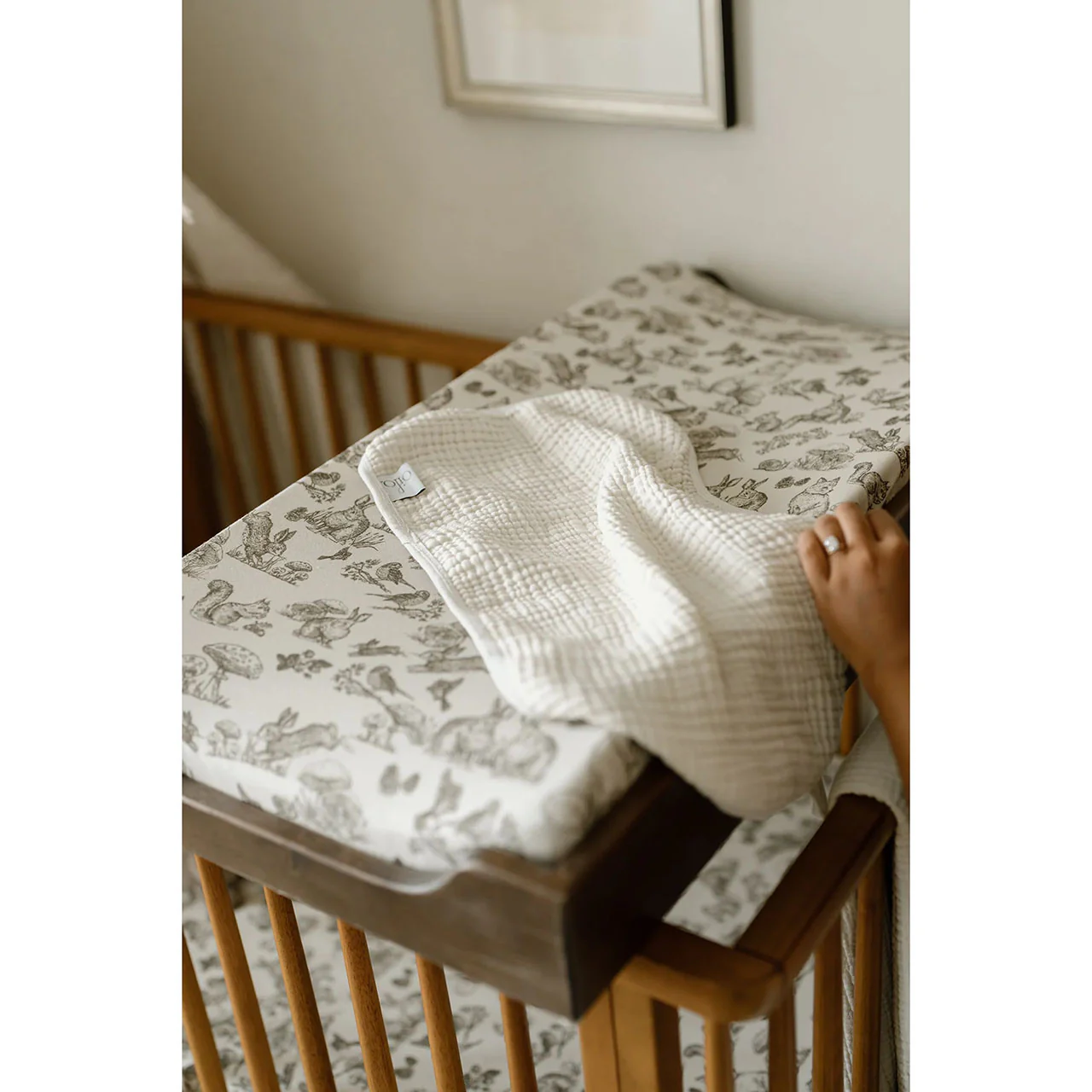 Oilo Fable Changing Pad Cover- Woodland Organic Jersey - Image 4