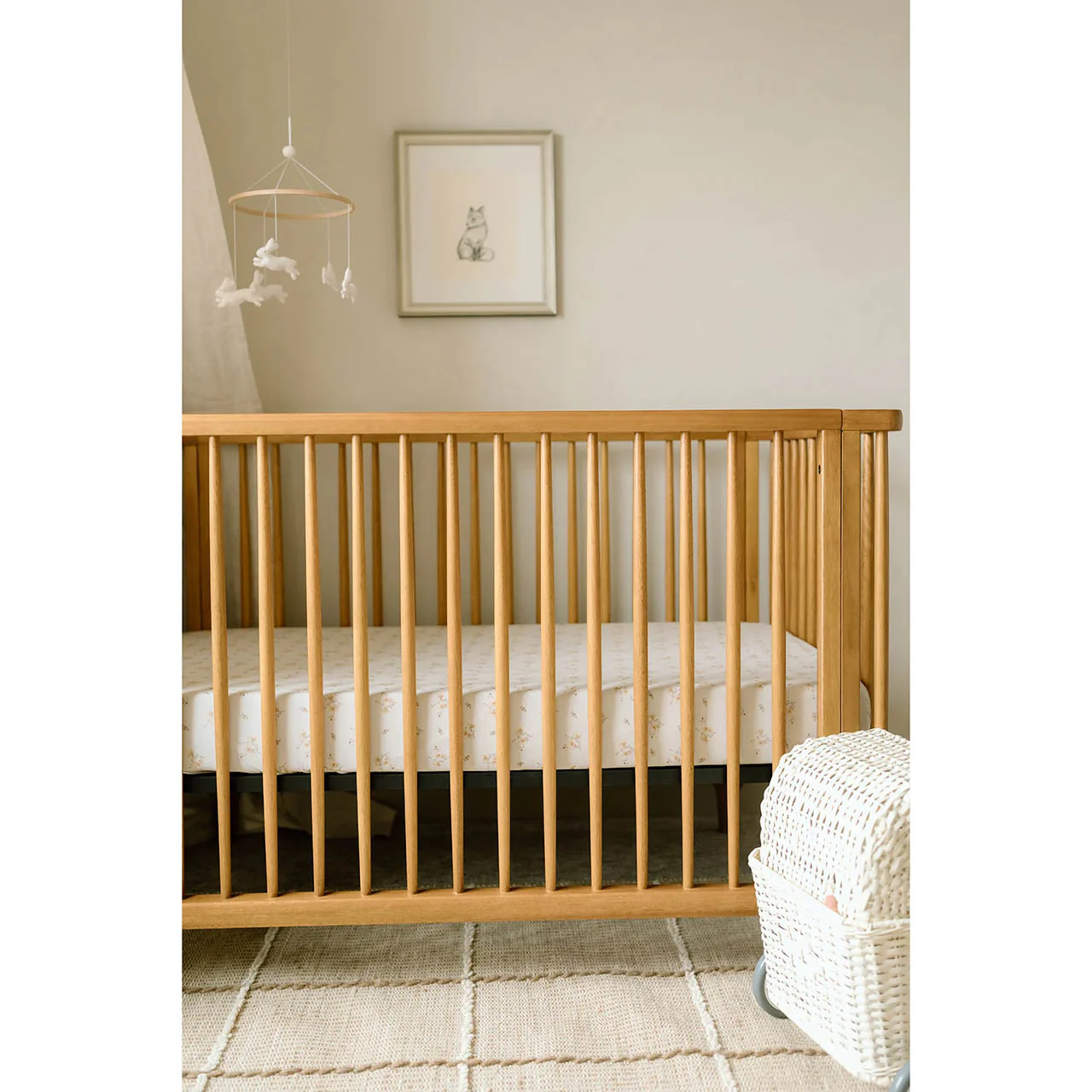 Oilo Fable Crib Sheet- Dainty Floral Organic Jersey - Image 3