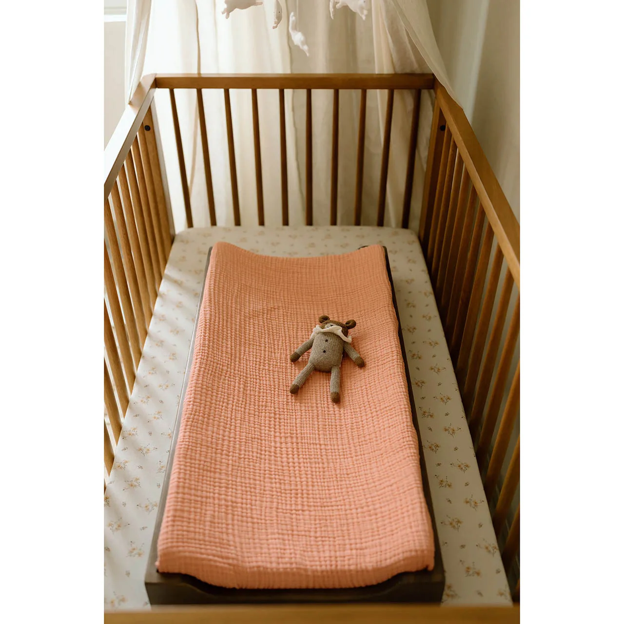 Oilo Fable Crib Sheet- Dainty Floral Organic Jersey - Image 4