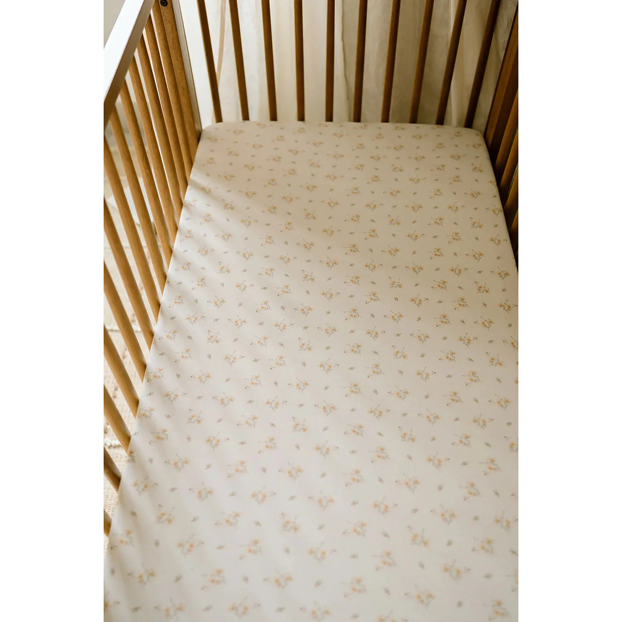 Oilo Fable Crib Sheet- Dainty Floral Organic Jersey - Image 5