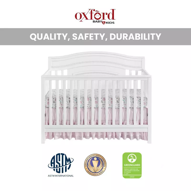 Oxford Baby Briella 4 in 1 Convertible Crib - White - Image 2