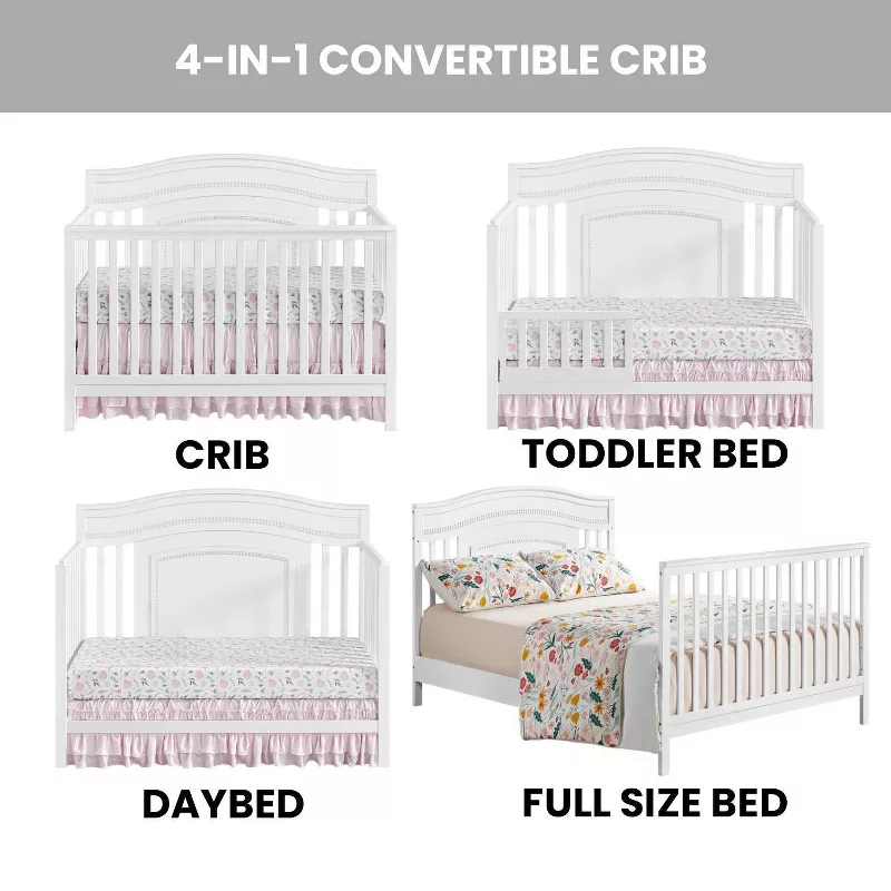 Oxford Baby Briella 4 in 1 Convertible Crib - White - Image 4