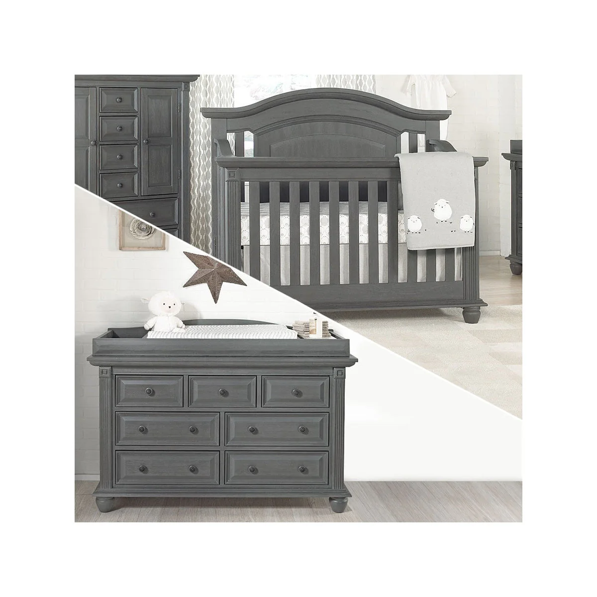 Oxford Baby London Lane 2 Piece Nursery Set - Crib & Dresser in Arctic Gray - Image 16