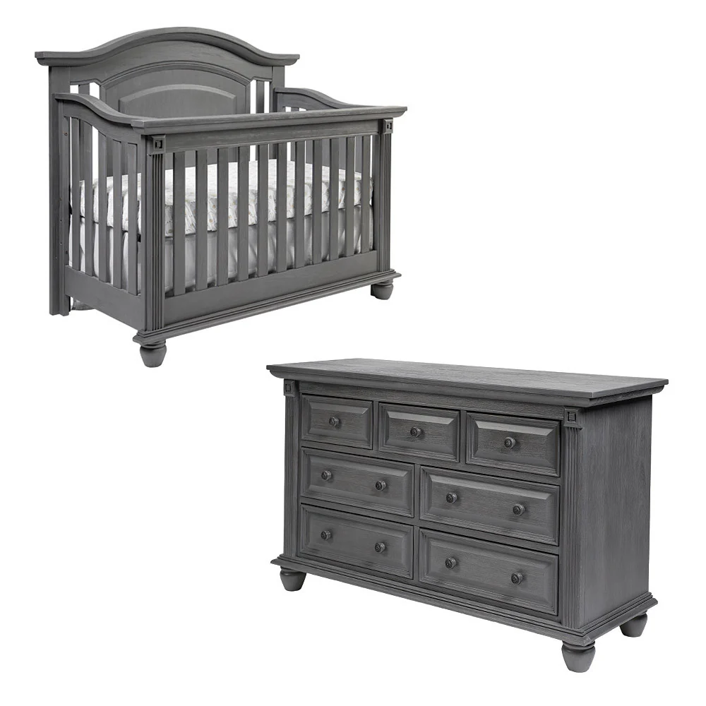 Oxford Baby London Lane 2 Piece Nursery Set - Crib & Dresser in Arctic Gray - Image 3