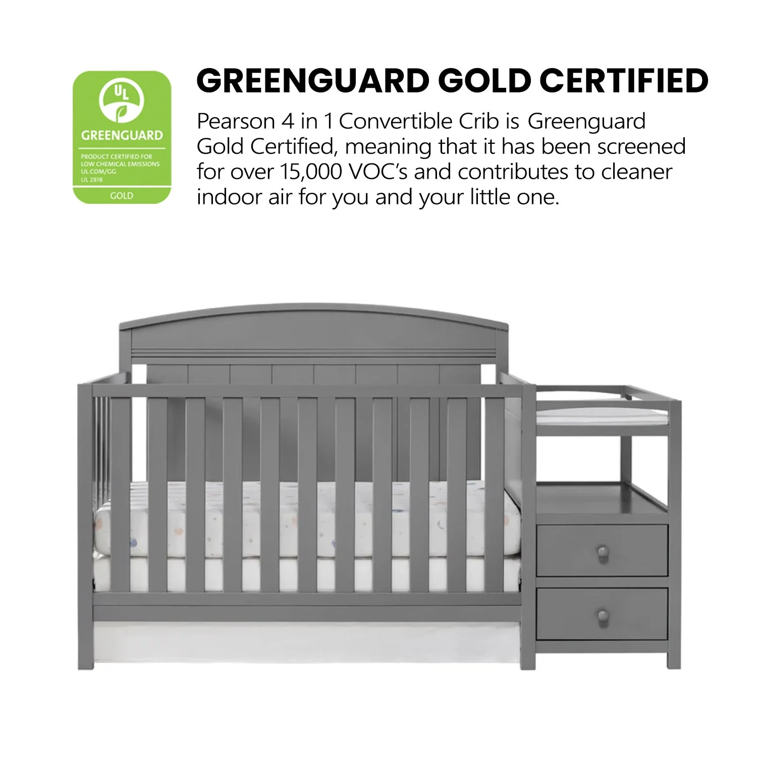 Oxford Baby Pearson Crib and Changer - Dove Gray - Image 2