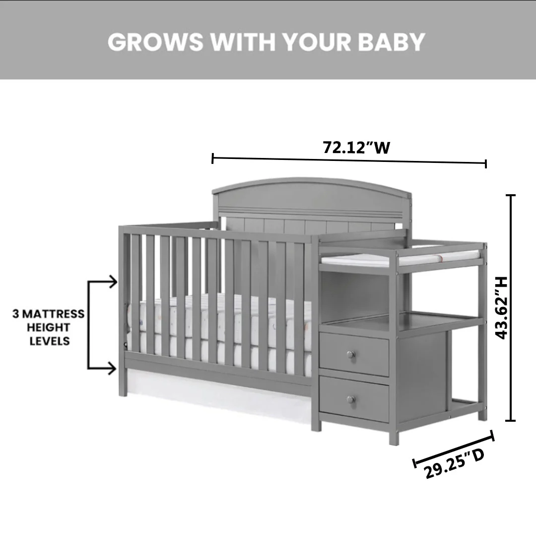 Oxford Baby Pearson Crib and Changer - Dove Gray - Image 3
