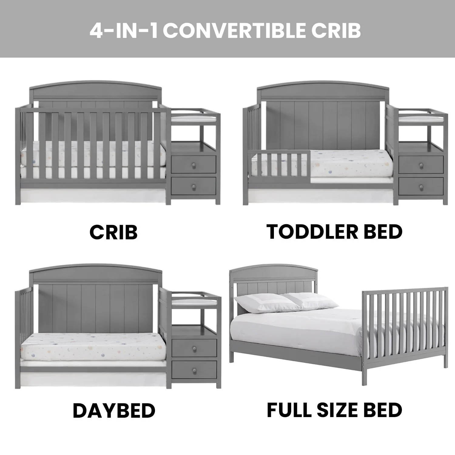 Oxford Baby Pearson Crib and Changer - Dove Gray - Image 4