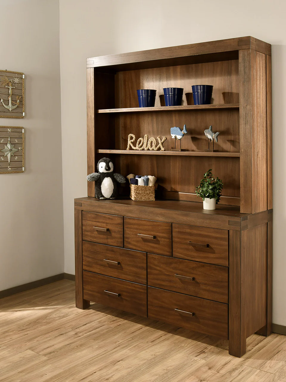 Oxford Baby Piermont Collection Hutch in Rustic Farmhouse Brown - Image 4