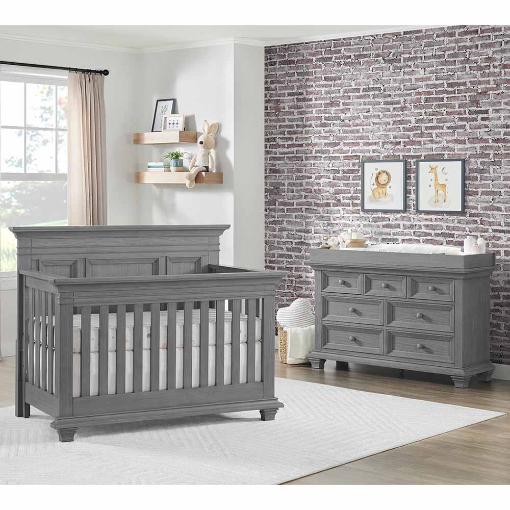 Oxford Baby Weston 2 Piece Nursery Set - Convertible Crib + & 7 Drawer Dresser in Dusk Gray - Image 8