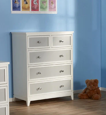 Pali Treviso Collection Five Drawer Dresser in White/Grey - Image 2
